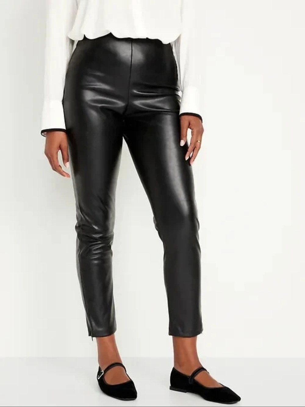 Old Navy Black Faux Leather Extra High Rise Skinny Pants